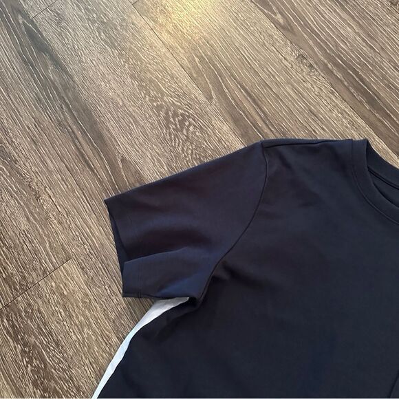 Athleta Gallery Colorblock Blue Short Sleeve Pocket Tee Shirt Top - Picture 2 of 7